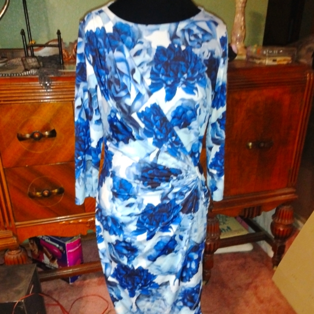 Floral Blue and White Dress